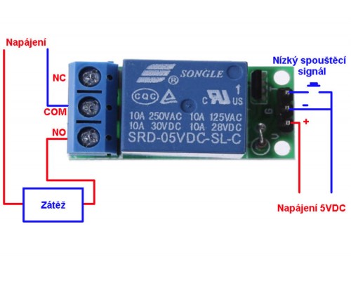 Relé modul 5V, 220V/10A,1 kanál, spouštěcí signál nízké úrovně,Arduino