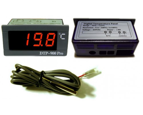 Digitální teploměr s externím nerezovým čidlem DTP-900Pro, 230 V AC, přesné měření teploty.