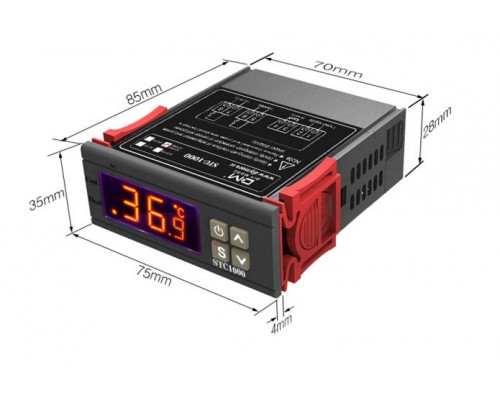 Digitální termostat STC1000K s externím čidlem, napájením 12 V DC, pro přesnou regulaci teploty.