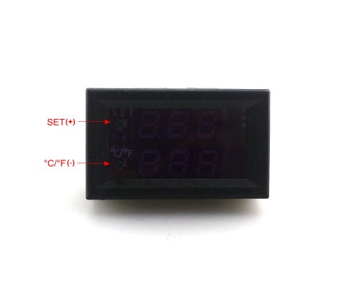 Digitální dvouřádkový panelový teploměr - termostat s externím čidlem W1209WK, 12V DC, s externím čidlem 0.3m.