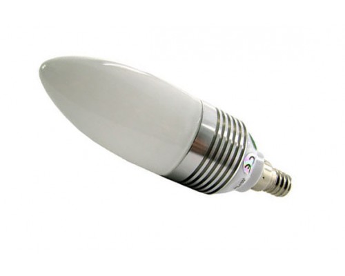 LED žárovka 3W, patice E14, studené bílé světlo.