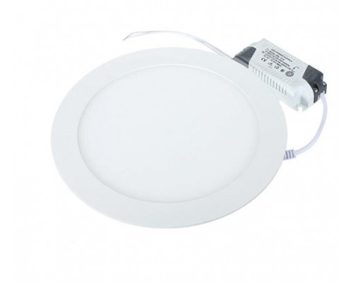 Kruhový vestavný bílý LED panel, barva světla tepla bílá.