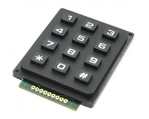 3x4 maticová tlačítková klávesnice, plastová, černá.